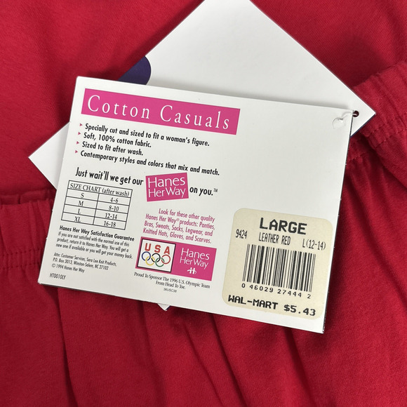 Vintage Fruit Of The Loom Shorts Cotton Casuals High Waist Large Red New NOS - Picture 6 of 10